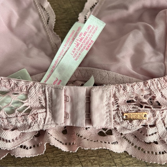 Victoria’s Secret PINK Blush Pink Lace Halter Neck Bralette Size Large - Picture 5 of 6